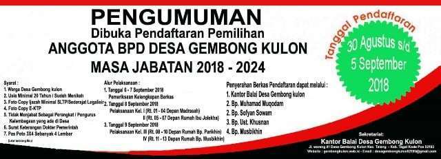 PENDAFTARAN ANGGOTA BPD Desa Gembong kulon